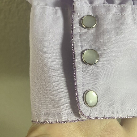 H Bar C Western Shirt 16 1/2 33 Mens Pearl Snap Western Embroidered lavender - Picture 6 of 11